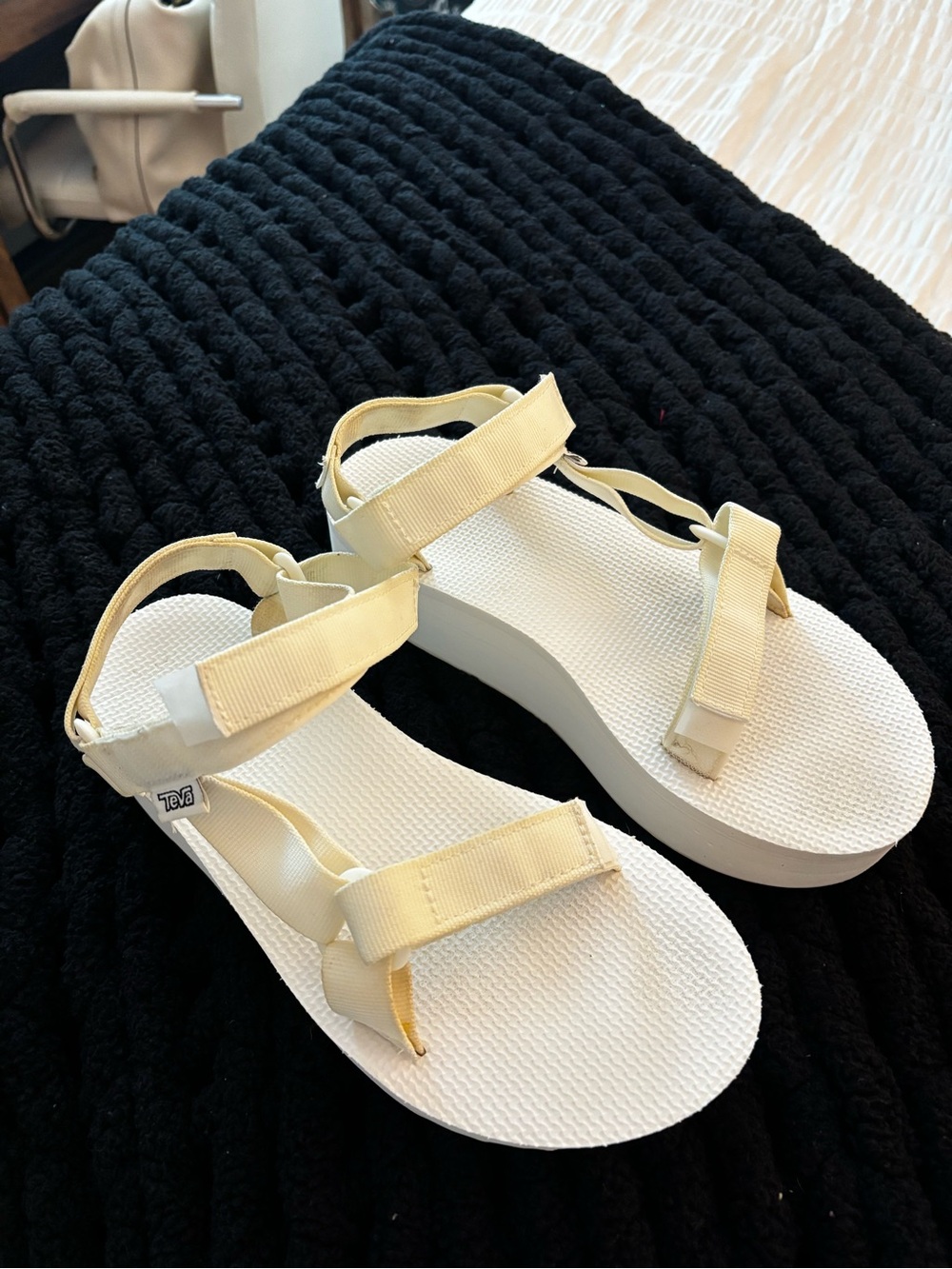 Teva Women’s Cream Strappy Platform Sandals